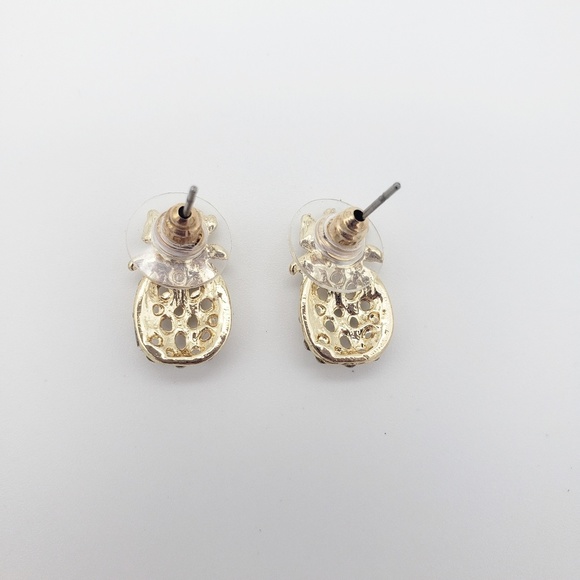 Gold Pineapple CZ Stud Small Earrings - Picture 2 of 2